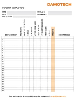 Grille d’évaluation des systèmes de palettiers