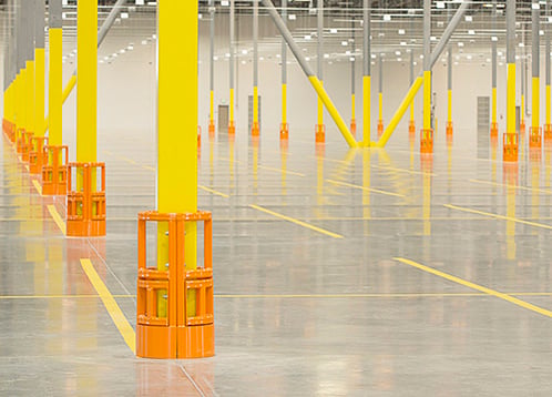 Column protectors in a warehouse